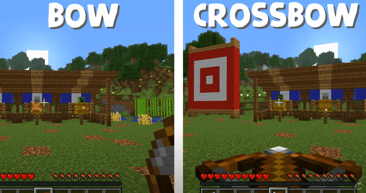 crossbow vs bow minecraft