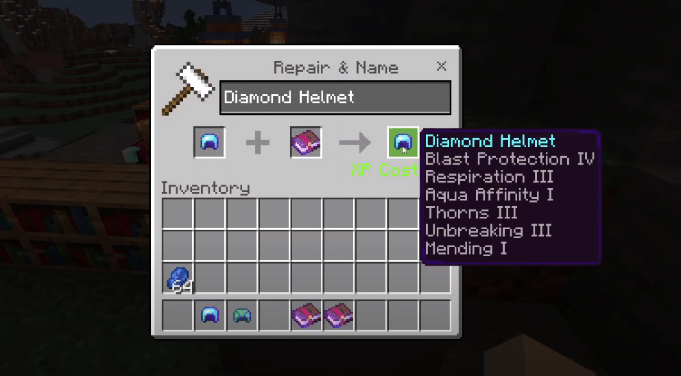 minecraft helmet enchantments