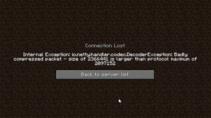 badly compressed packet minecraft