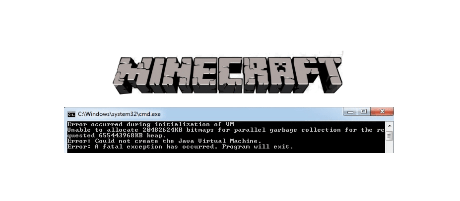 erro de informação ocorrido durante a inicialização do vm minecraft