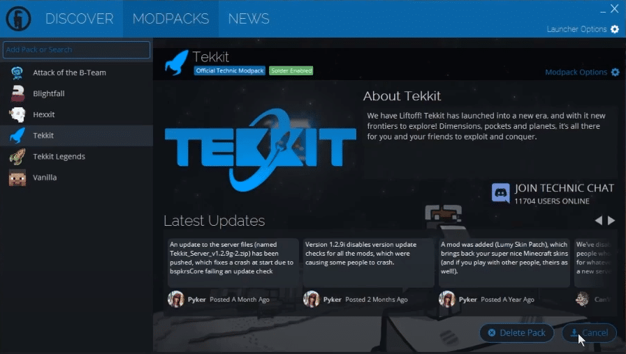 minecraft technic launcher how to view mods in a pack