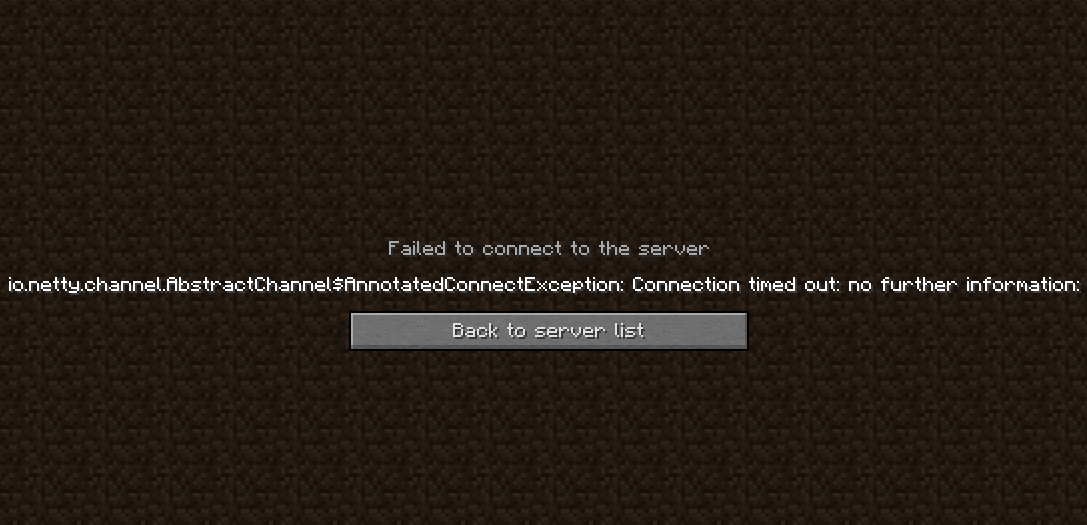 minetest connection timed out