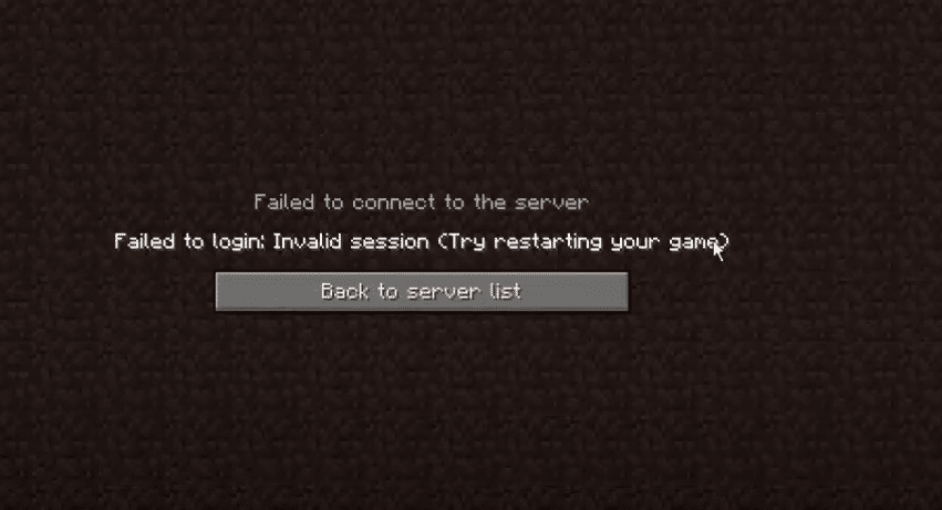 minecraft switch invalid session