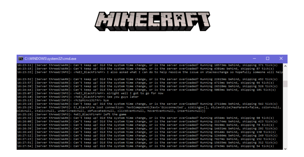 minecraft server can't keep up skipping ticks