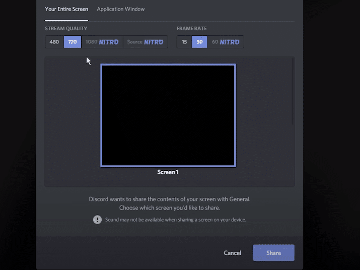 screen sharing discord on browser