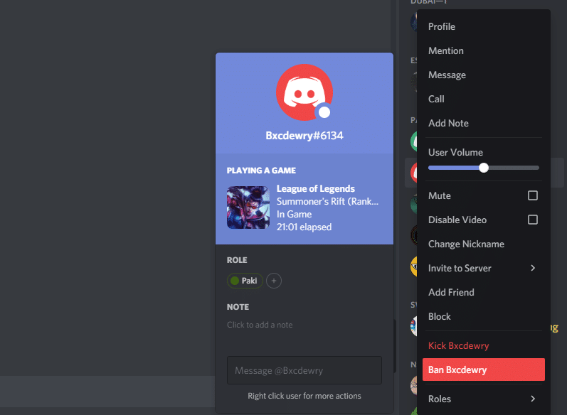 Команда ban discord js