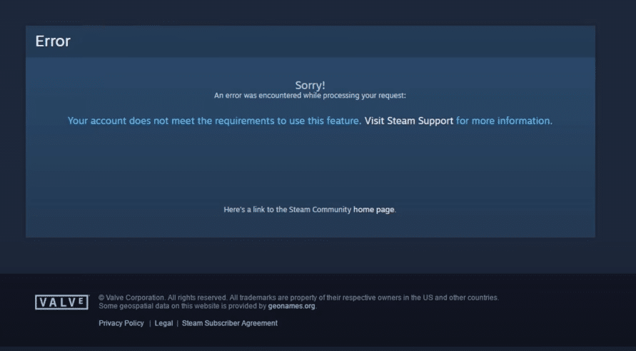 3 Ways To Fix Your Account Does Not Meet The Requirements To Use This Feature Error On Steam West Games