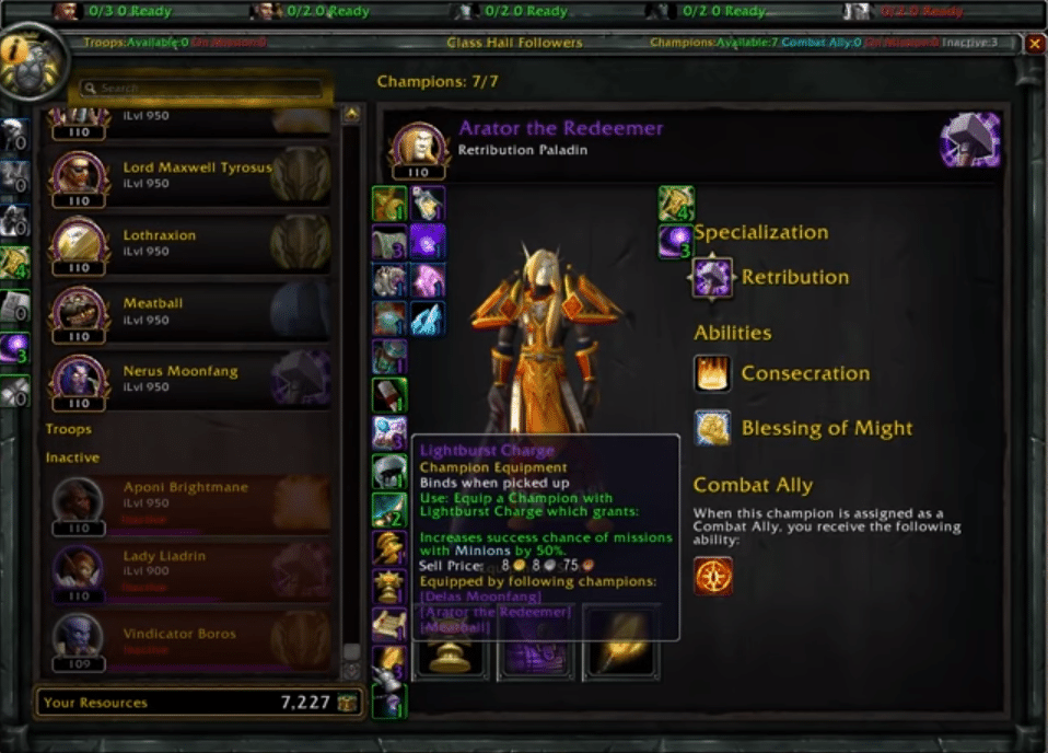 wow bfa follower equipment