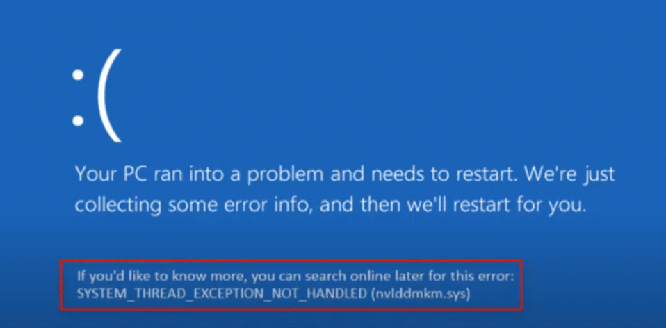 system thread exception not handled nvlddmkm sys wow
