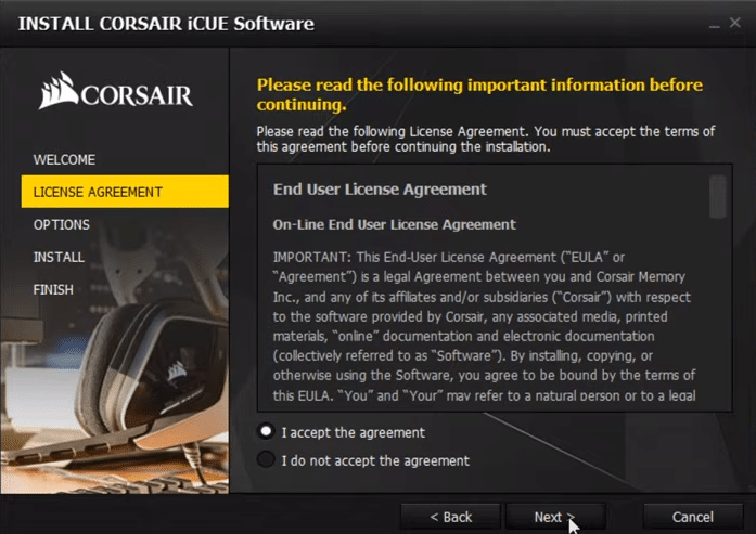 corsair utility engine has stopped working
