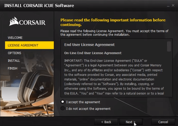 how to install corsair utility engine