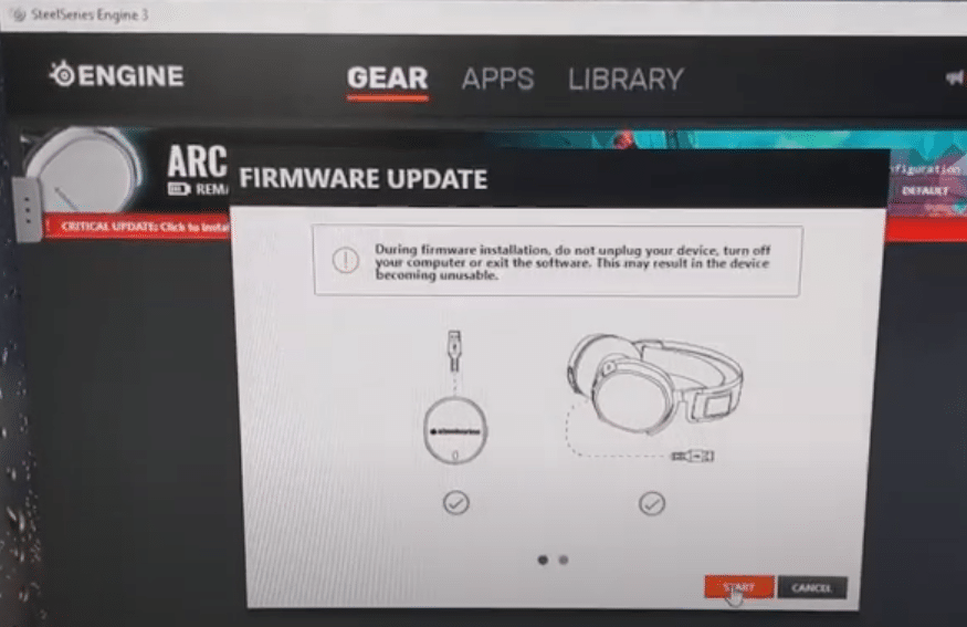 steelseries firmware update stuck