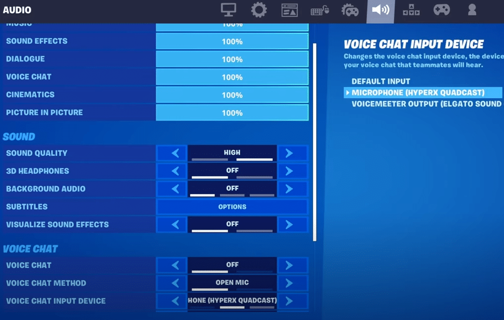 I'm trying to hook up voice chat to fortnite using Nvidia but all I see is  default input and output, I was told you needed to set voice chat to Nvidia  input