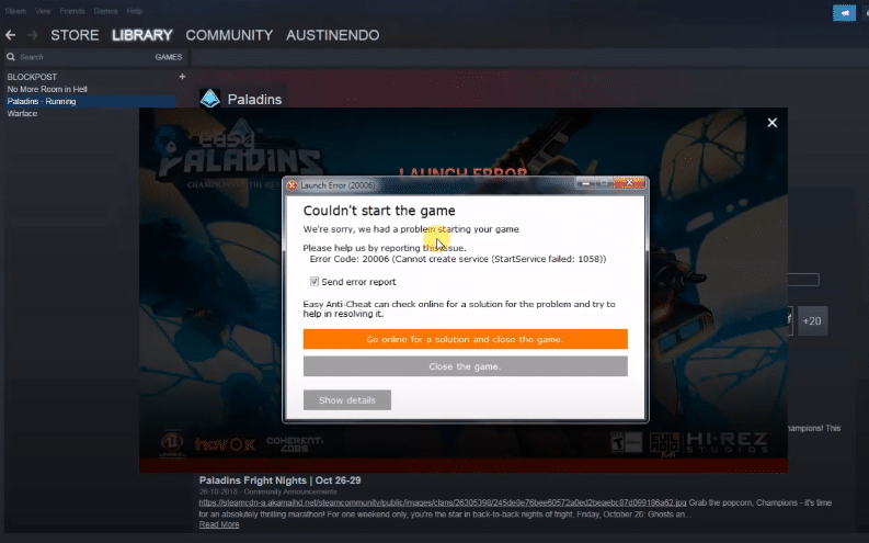 paladins error code 20006