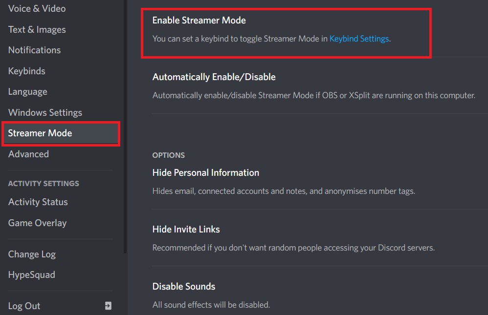how to turn on streamer mode discord