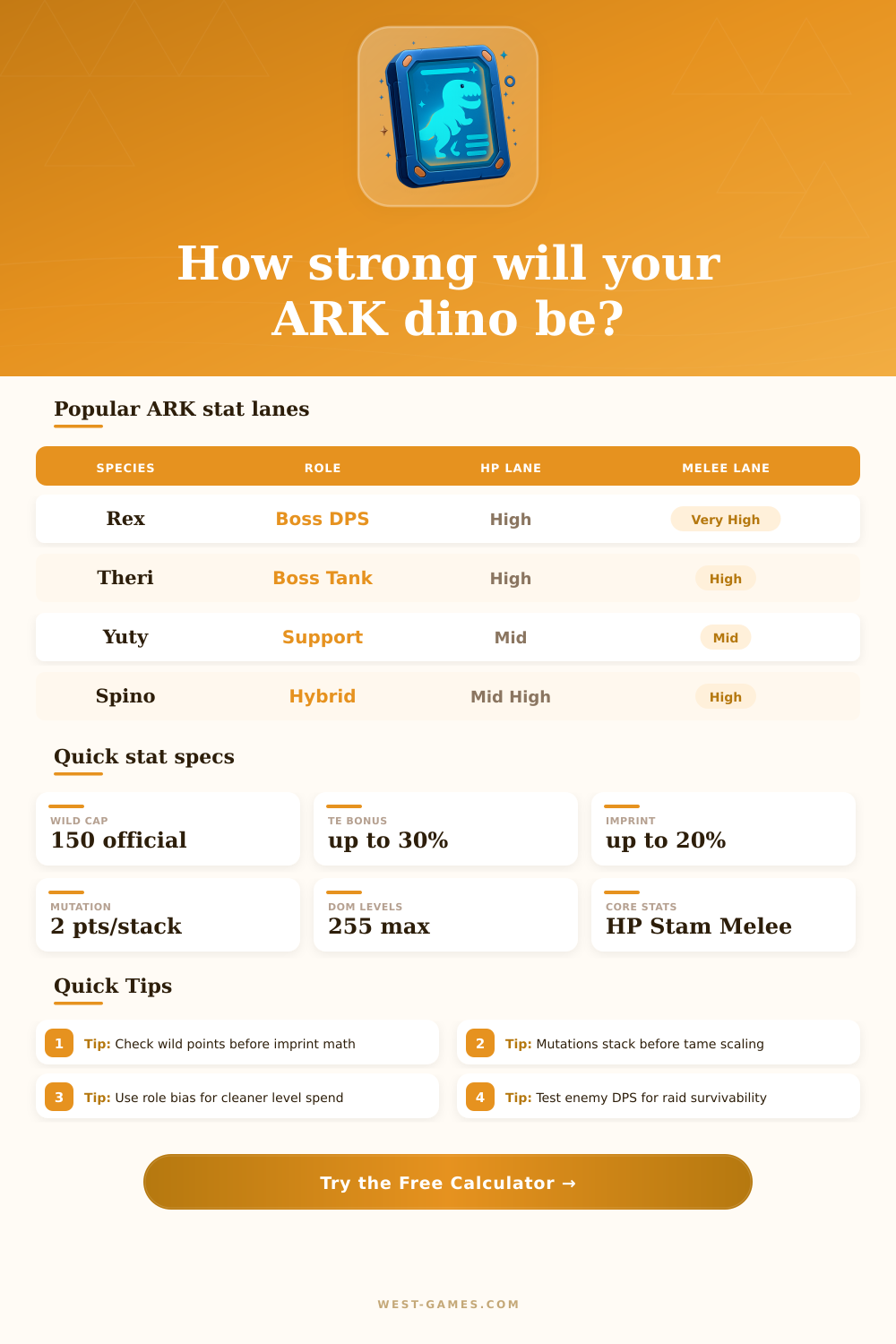 ARK Dino Stat Calculator | Tame & Breed Planner