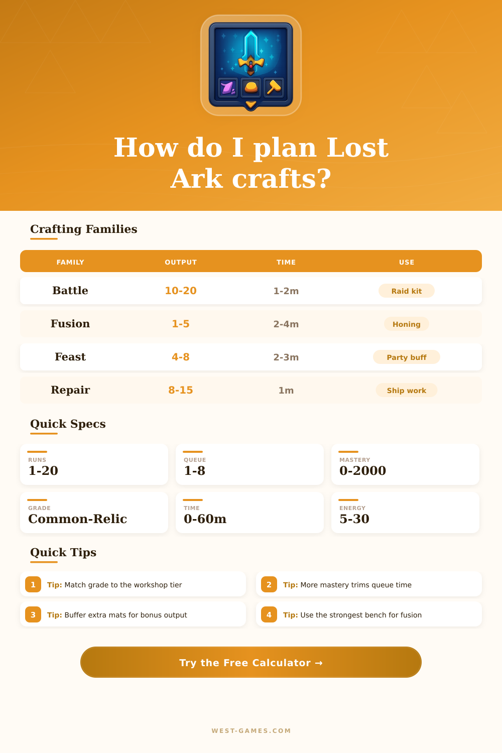 Lost Ark Crafting Calculator | Stronghold Batch Planner