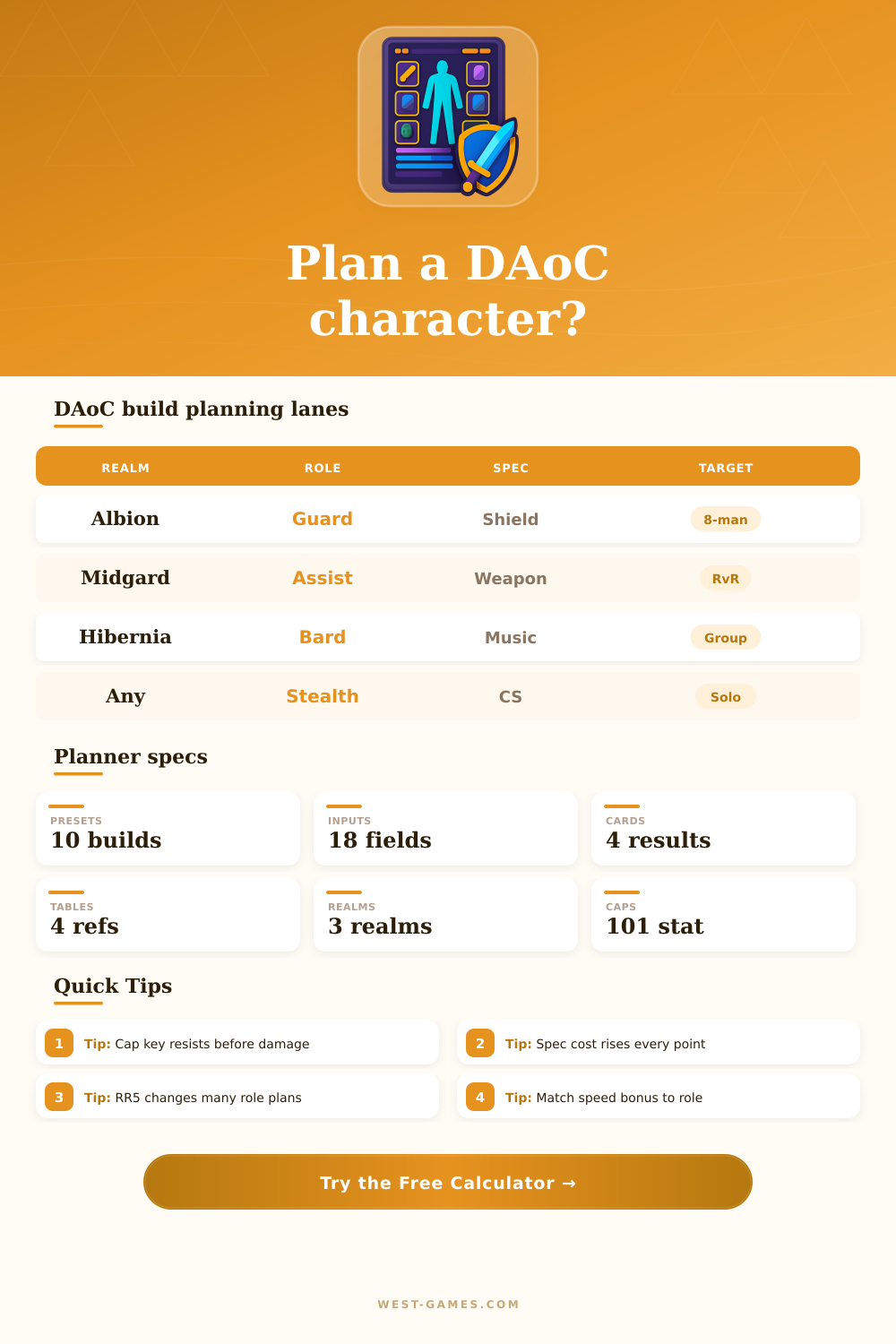 DAoC Character Planner for RvR Builds
