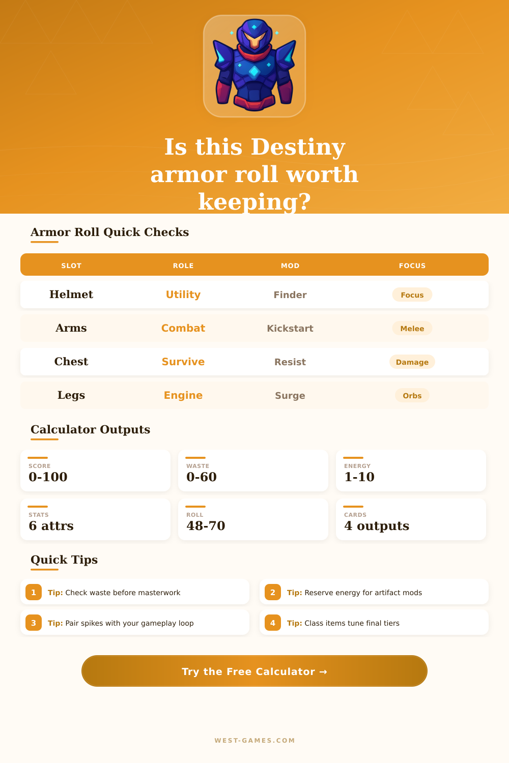 Destiny Armor Roll Loadout Calculator