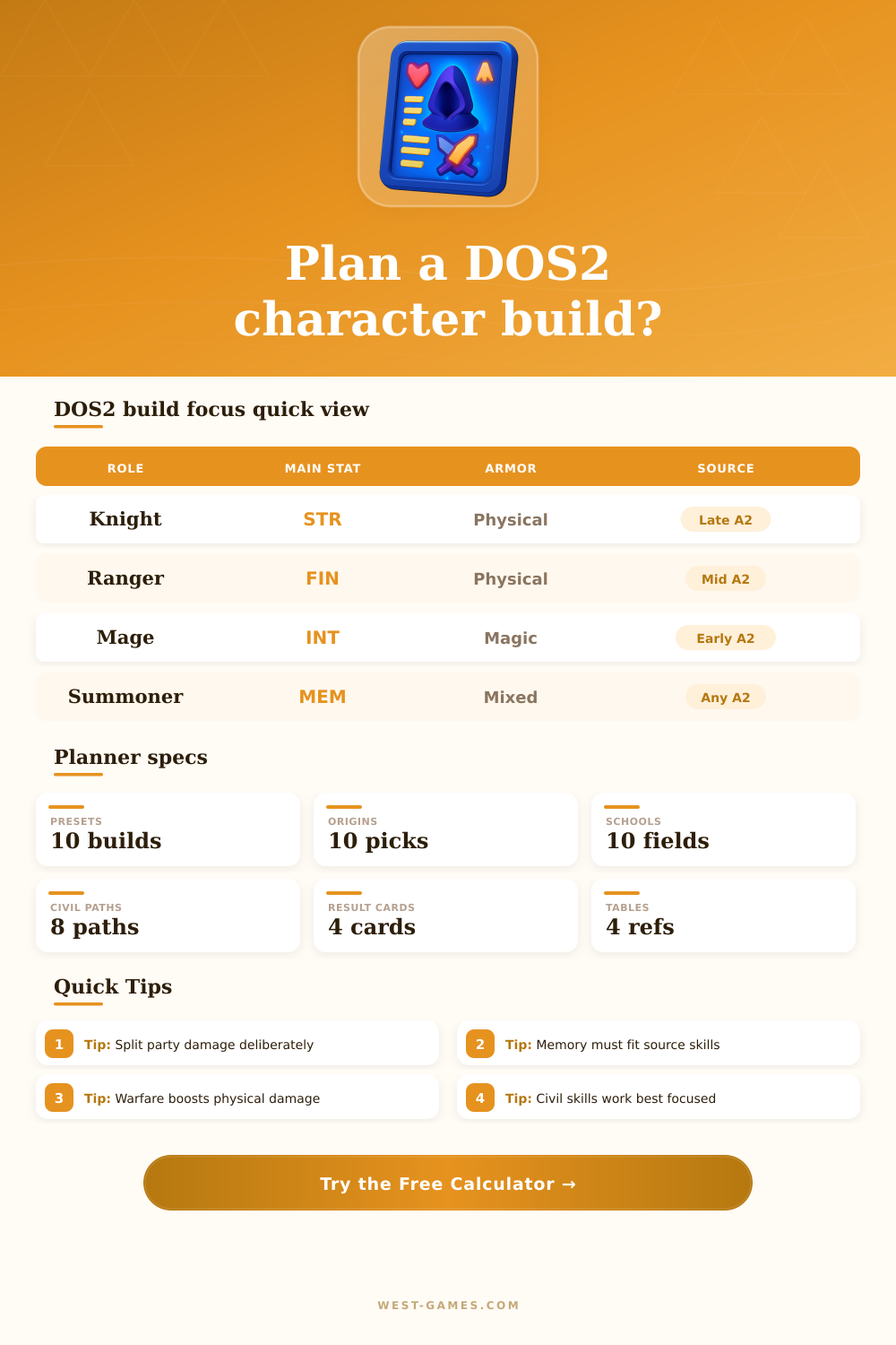 DOS2 Character Planner for Party Builds