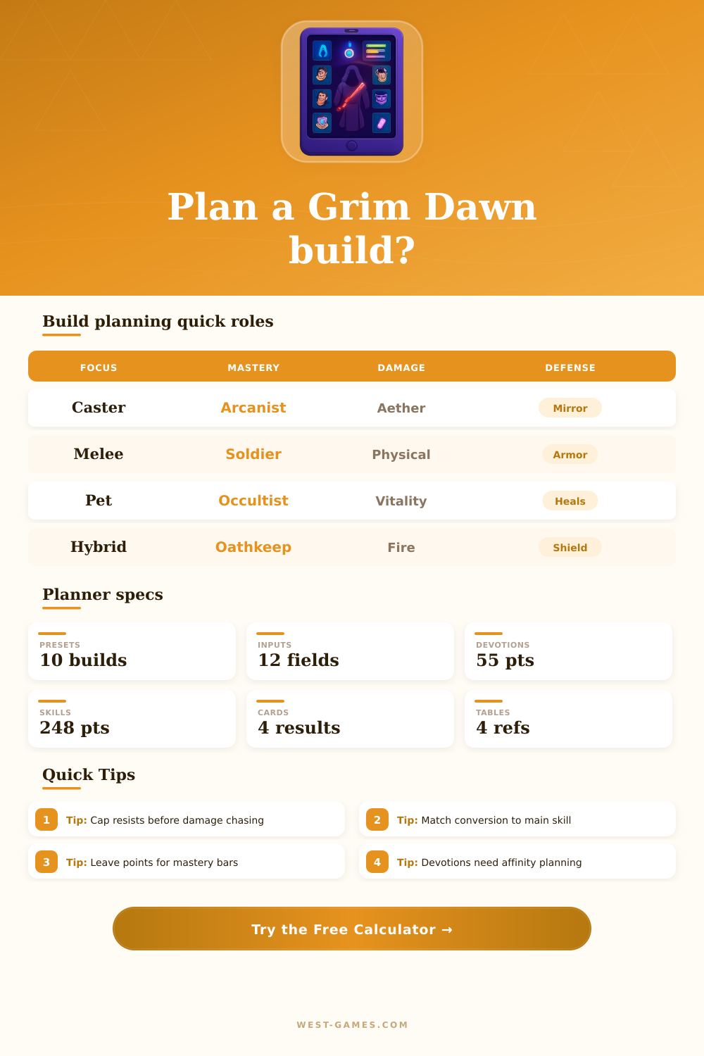 Grim Dawn Character Planner for Builds