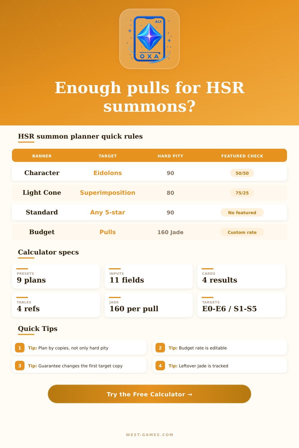 Honkai Star Rail Summon Calculator