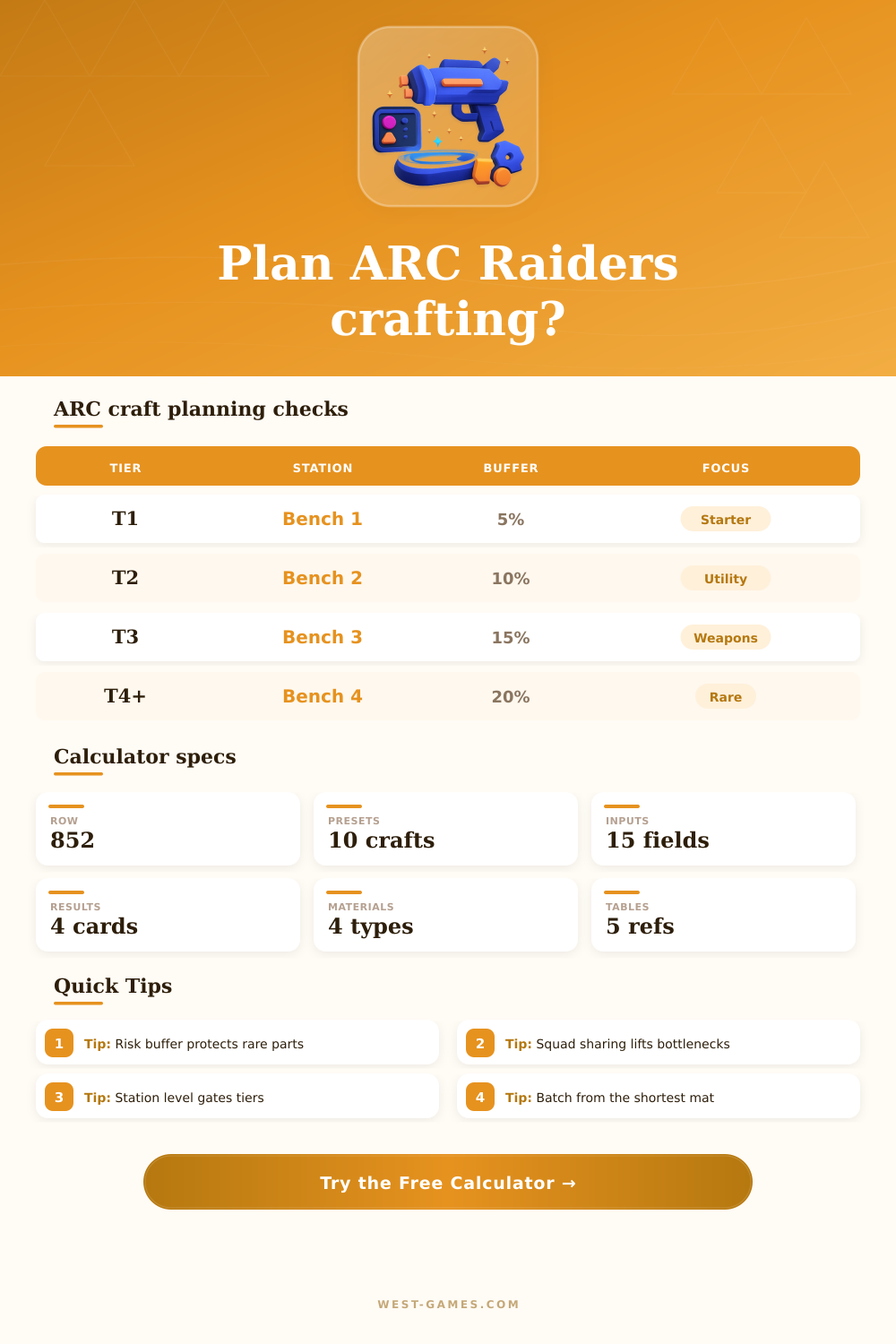 ARC Raiders Crafting Calculator
