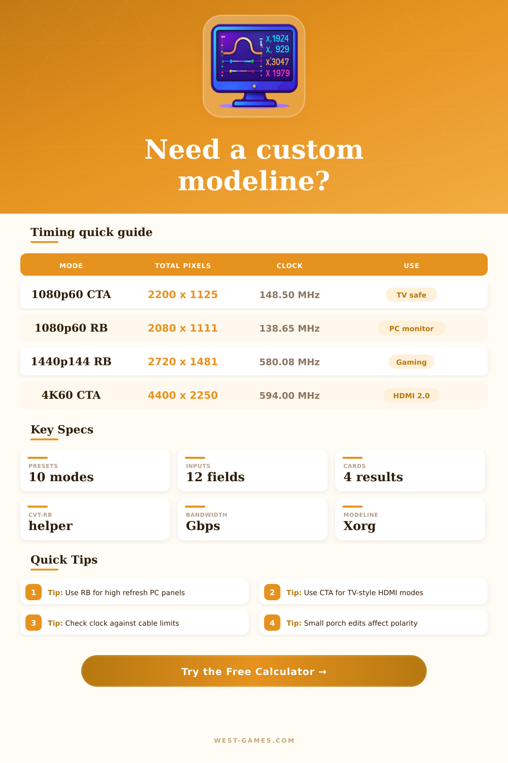 Custom Timing Modeline Calculator