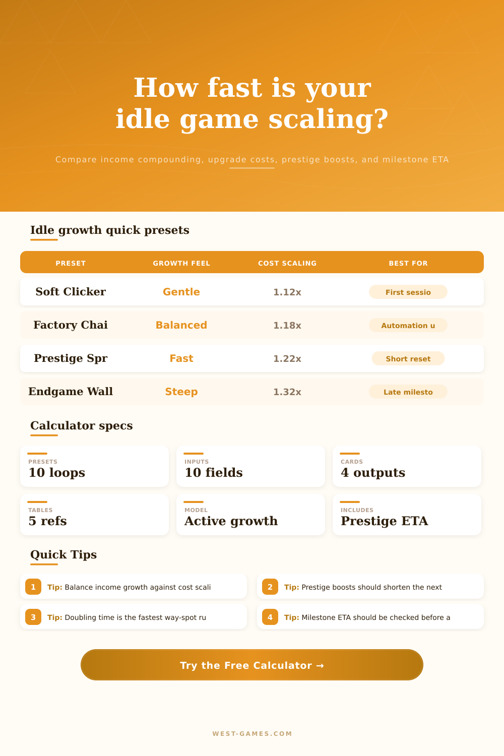 Idle Game Growth Rate Calculator