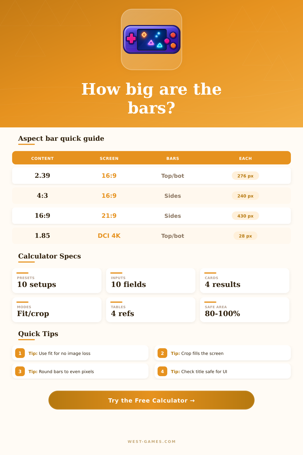 Letterbox Bar Size Calculator