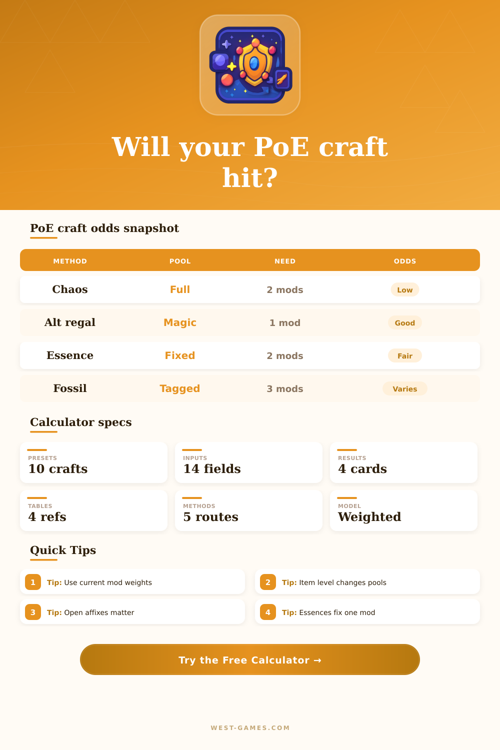 PoE Crafting Calculator