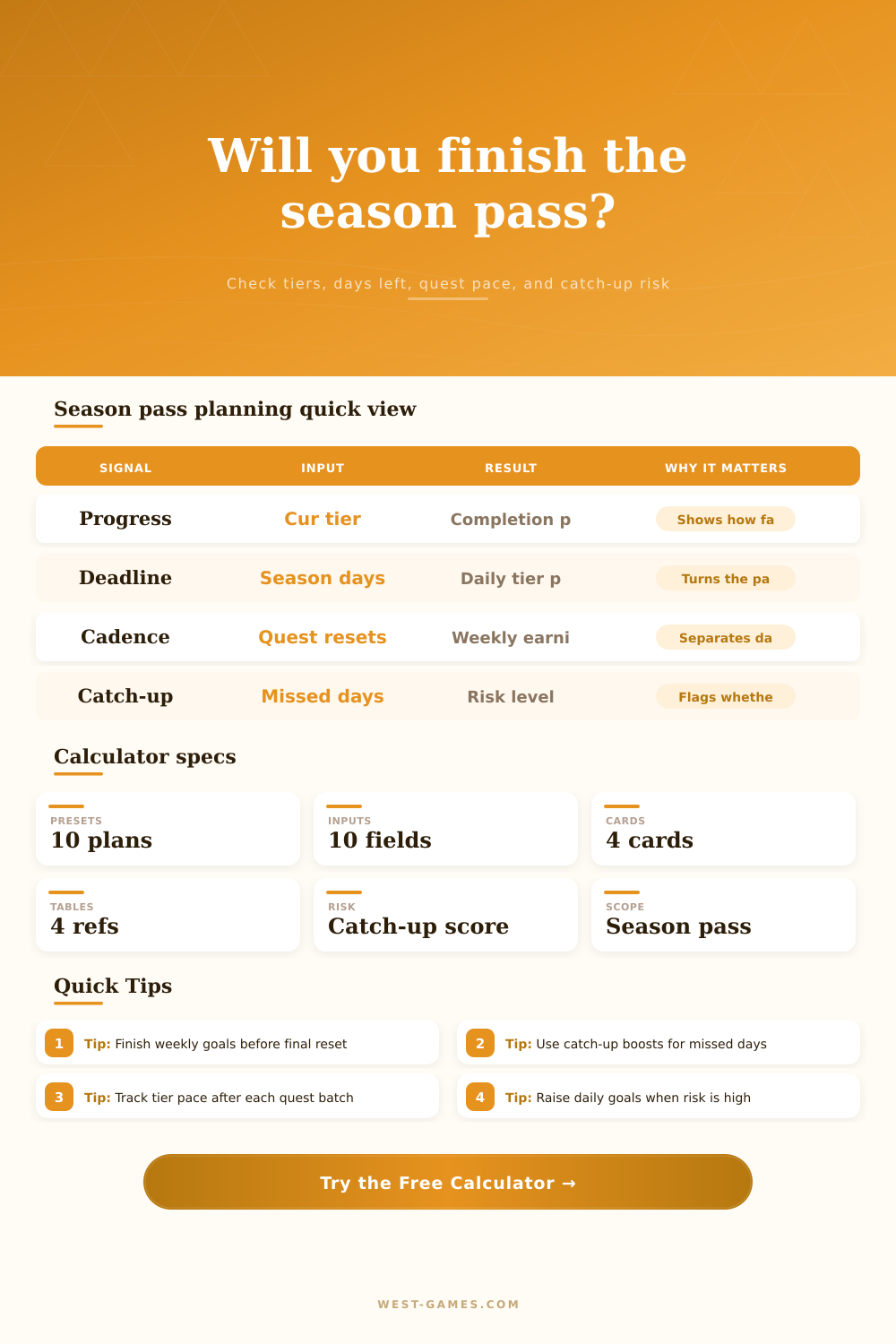 Season Pass Completion Calculator