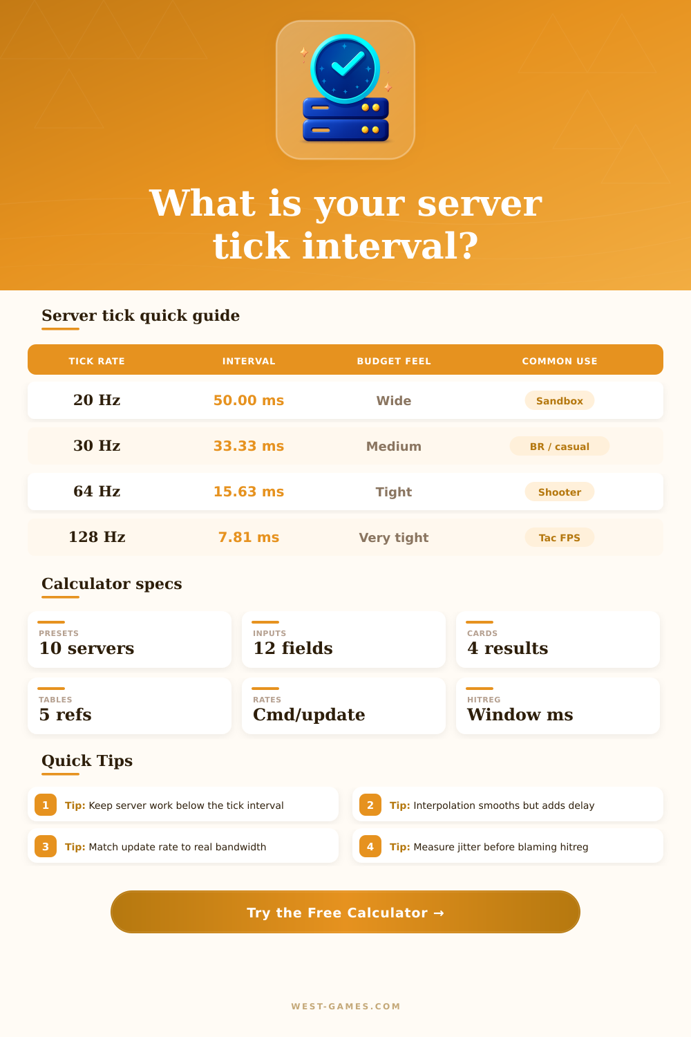 Server Tick Interval Calculator for Game Servers