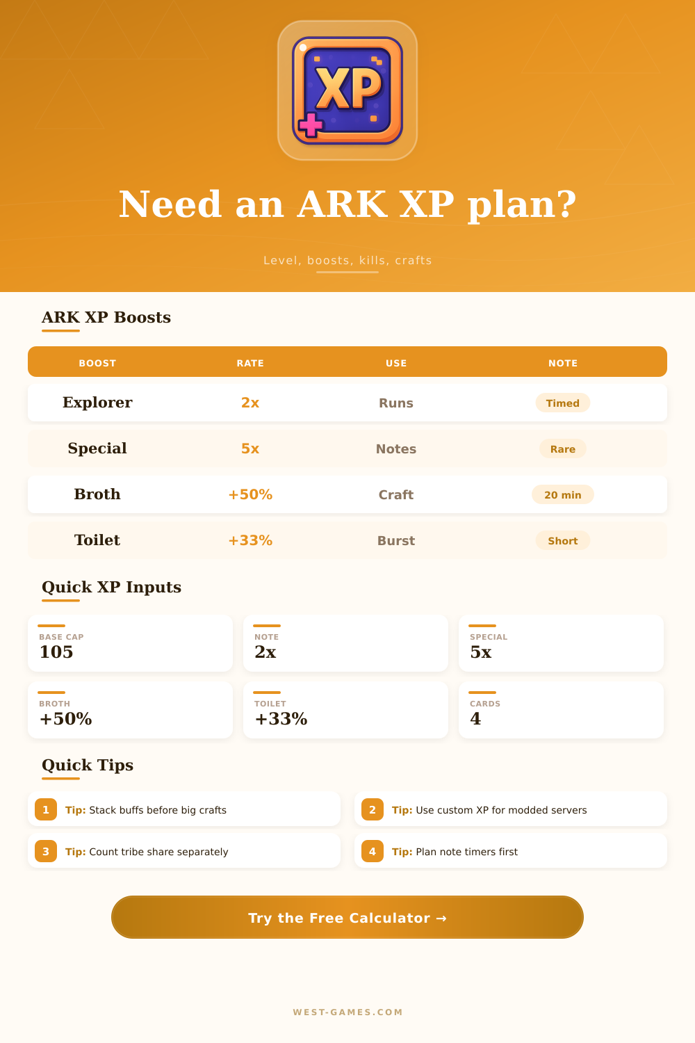 XP Calculator ARK Survival Level Planner